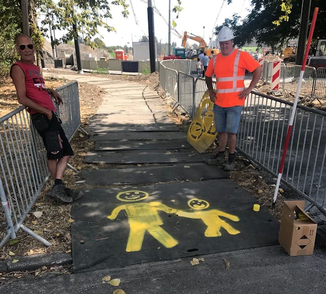 Tijdelijk voetpad Prins Bernhardplein Amsterdam