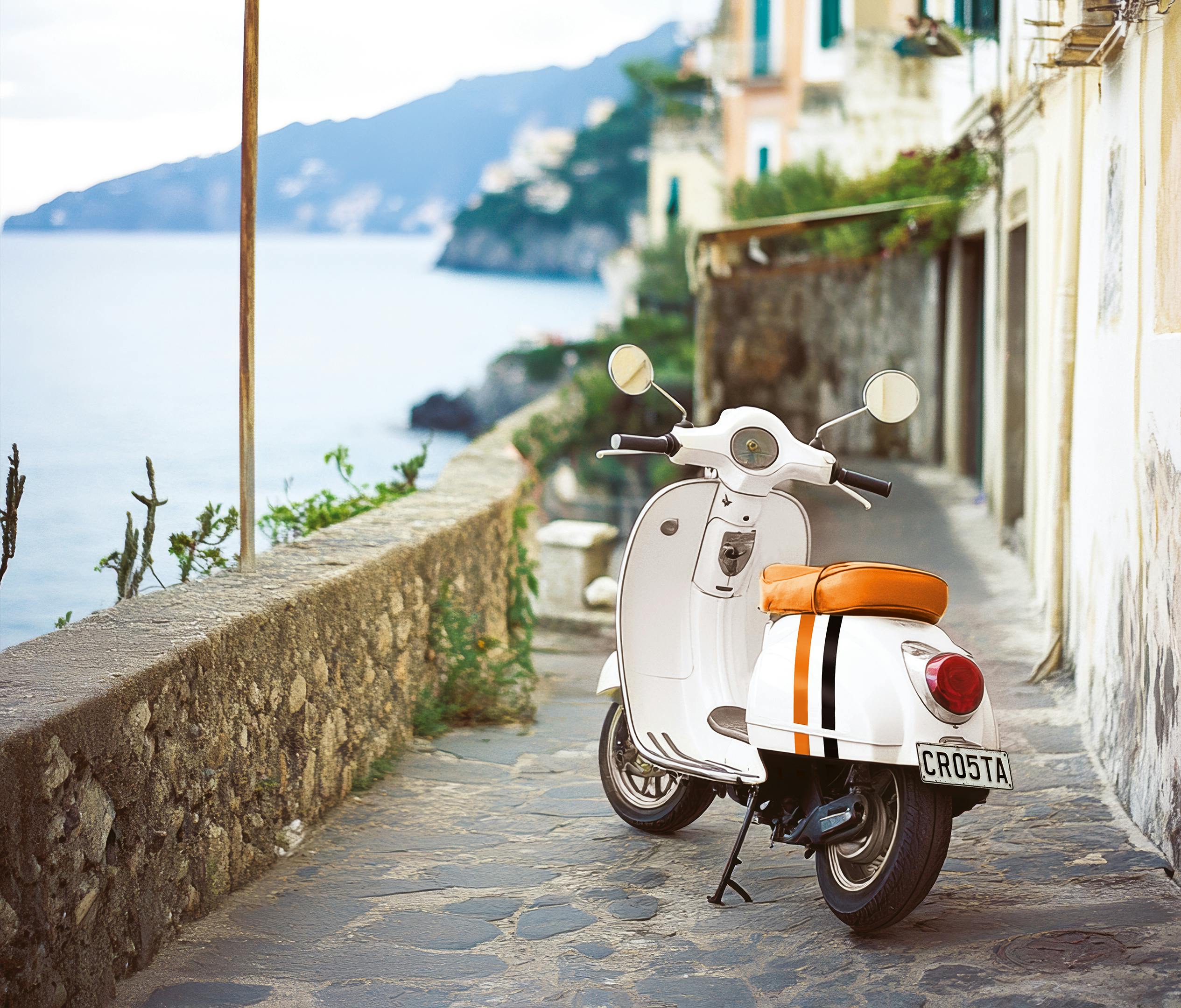 Crosta Mollica's branded Vespa in Italy scenario.