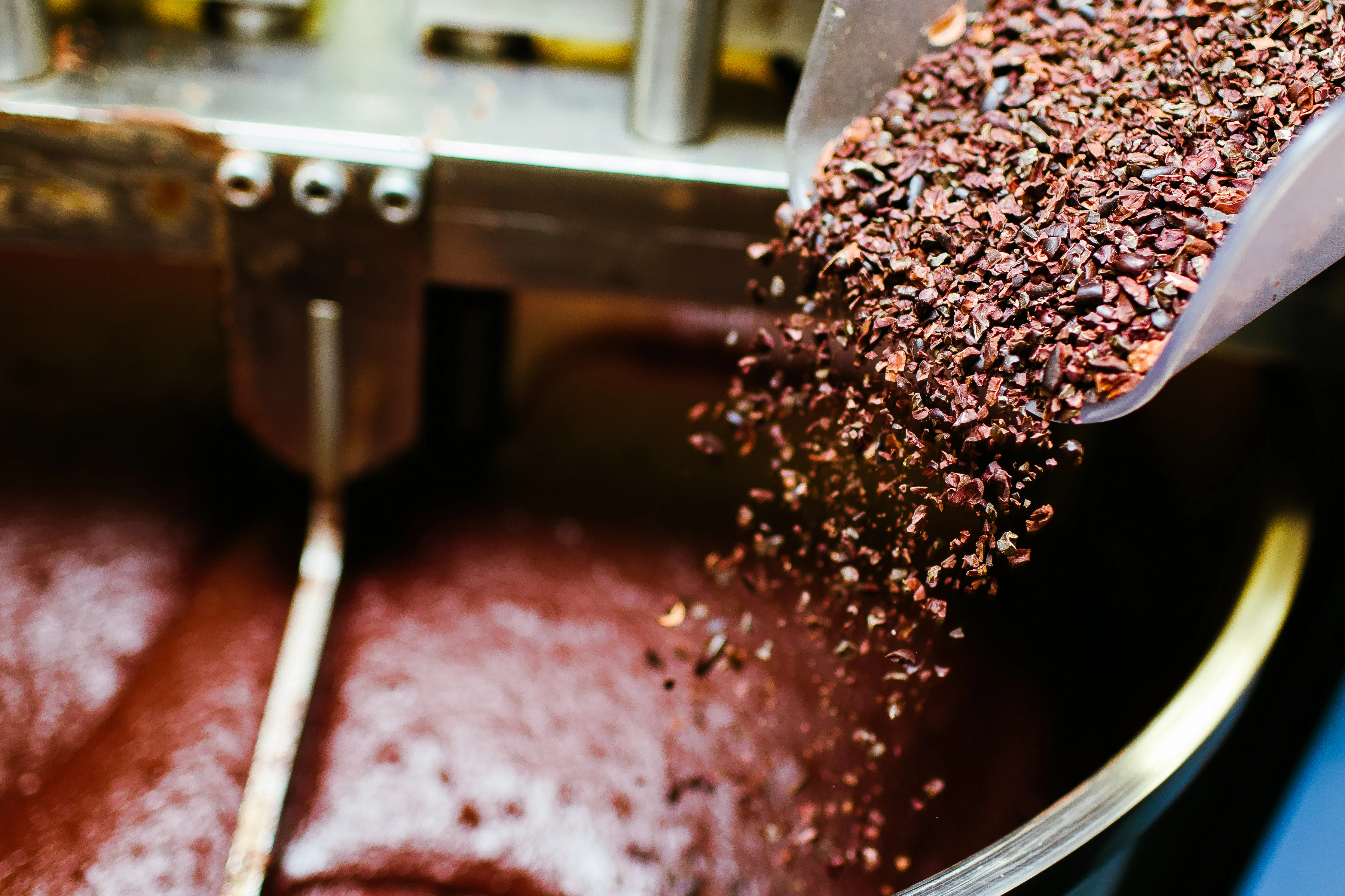 Chocolate being used in a factory.