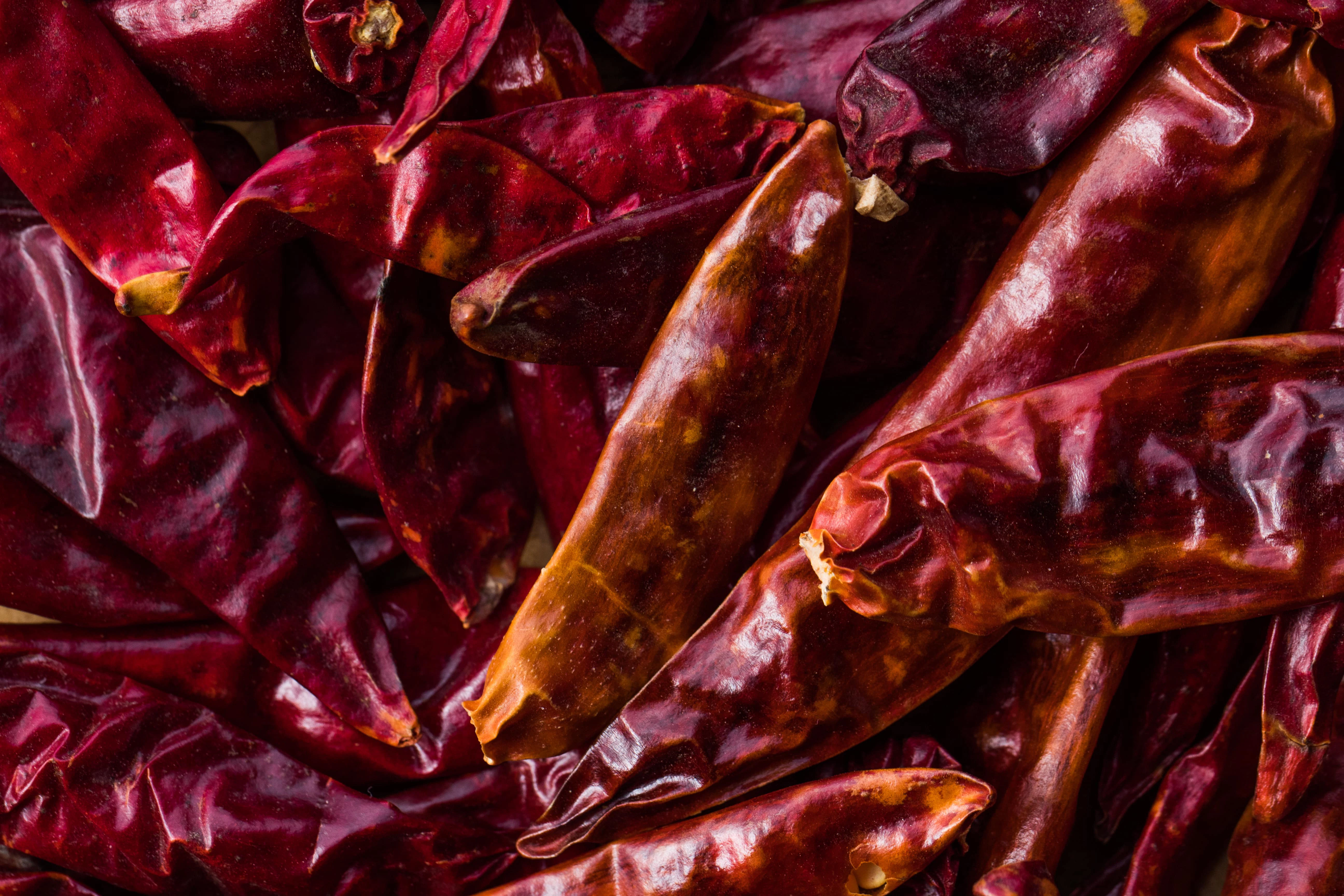 Dried red chillies.
