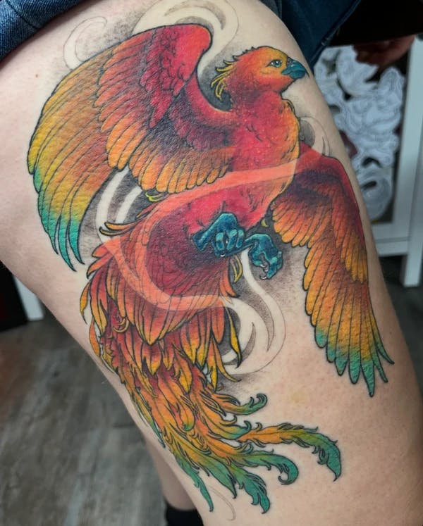 Tattoo of a phoenix.