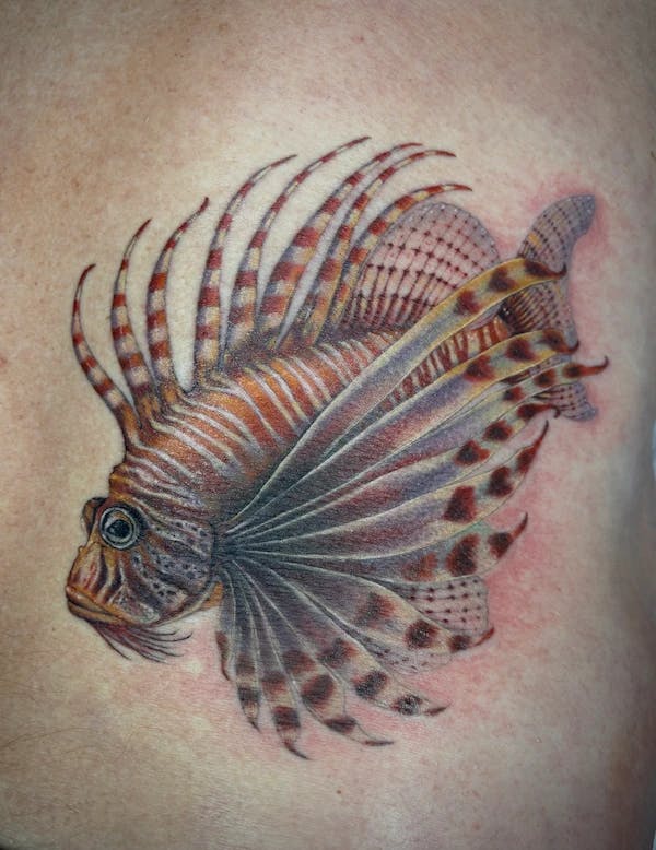 Tattoo of a lionfish.