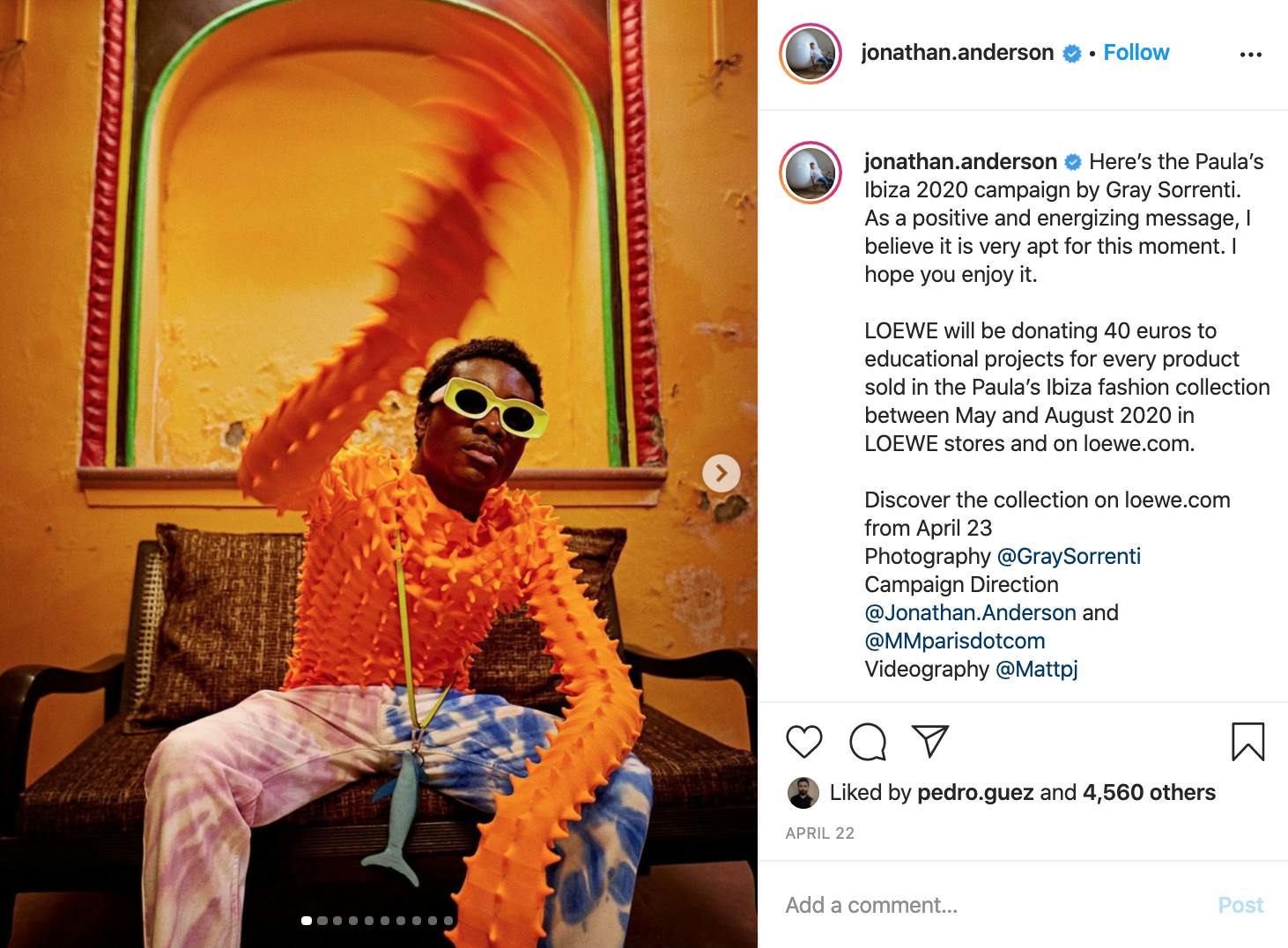 Jonathan Anderson - Loewe art director's instagram feed.