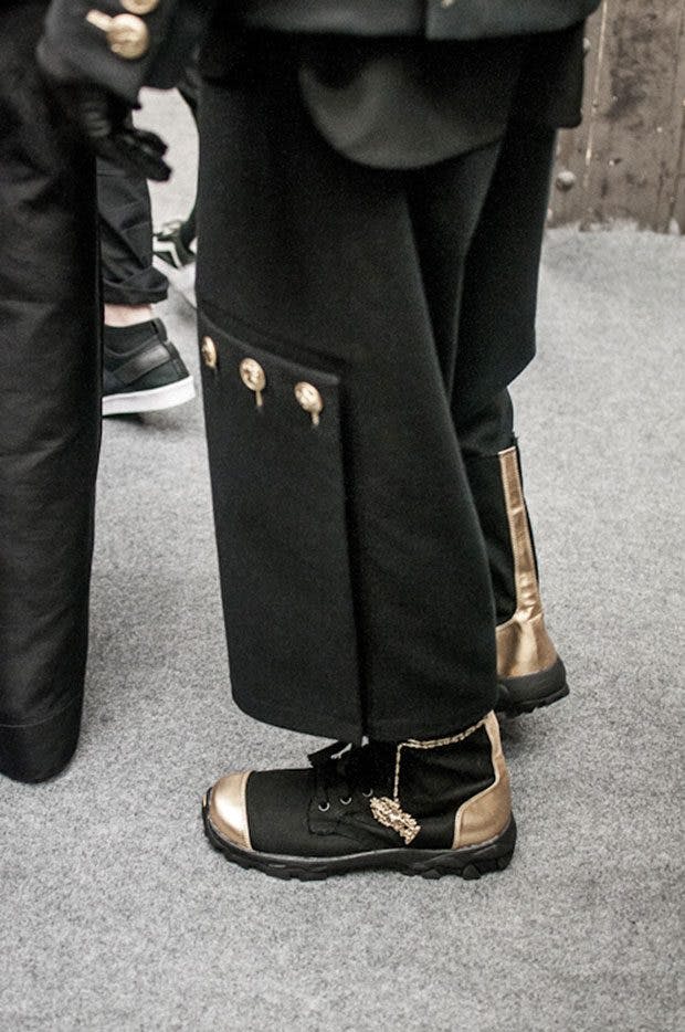 Yohji Yamamoto Backstage Gold Chain Detail Lace Up Boots FW19