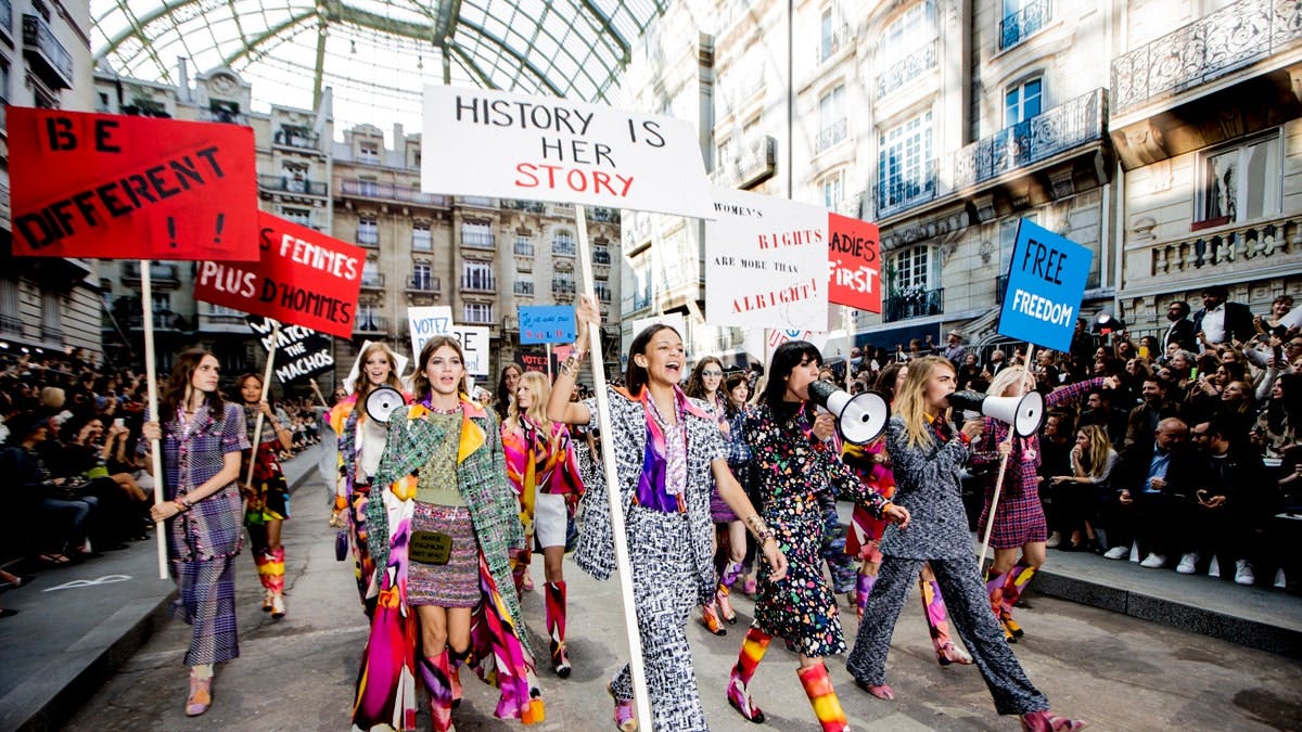 Chanel spring 2015 show: Feminist protest.