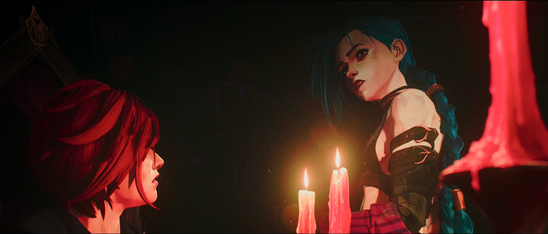 Jinx looking over at Vi