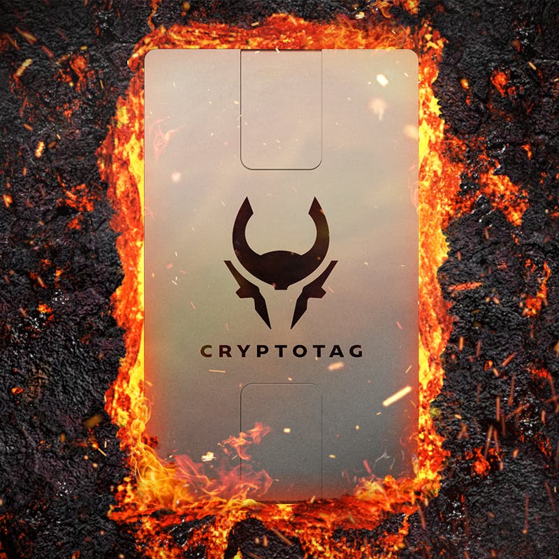 Cryptotag Thor Ledger Trezor Recovery Seed Backup BIP39 in fire