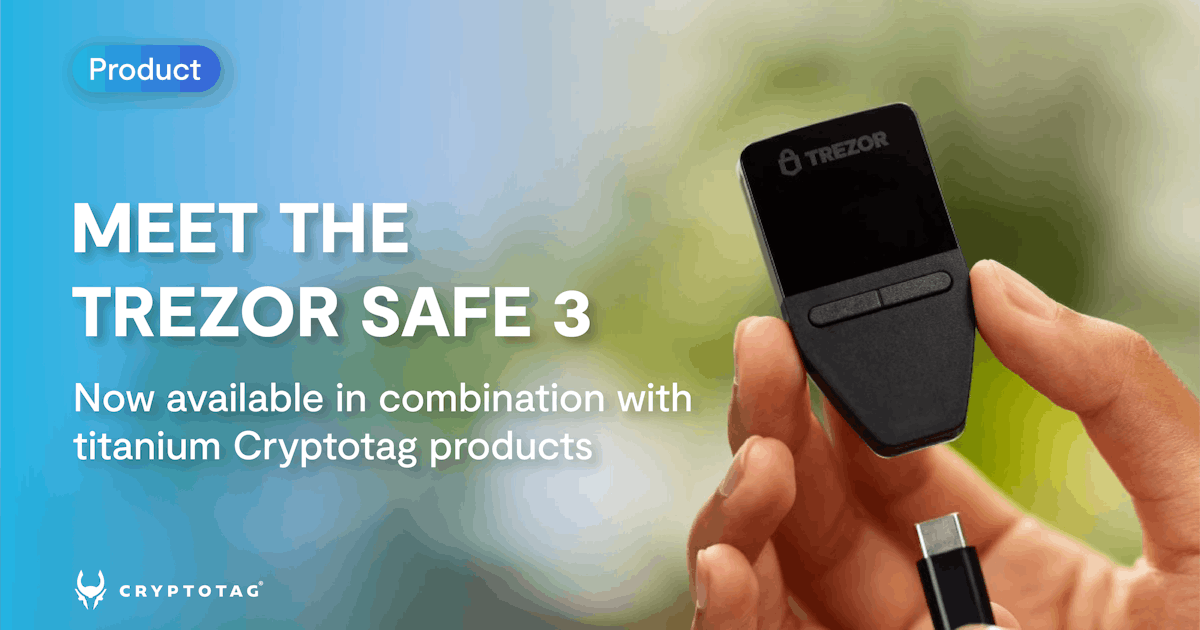 Trezor Safe 3 Crypto Hardware Wallet available at Cryptotag