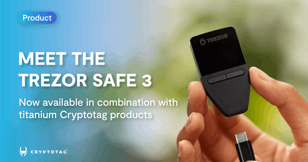 Trezor Safe 3 Crypto Hardware Wallet available at Cryptotag