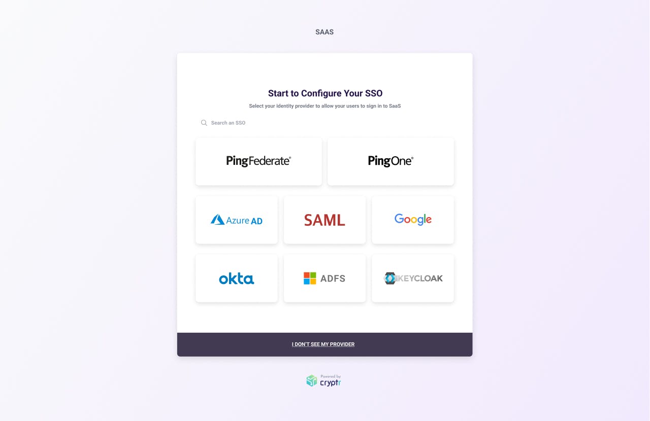Cryptr - Configure your SSO for your SaaS