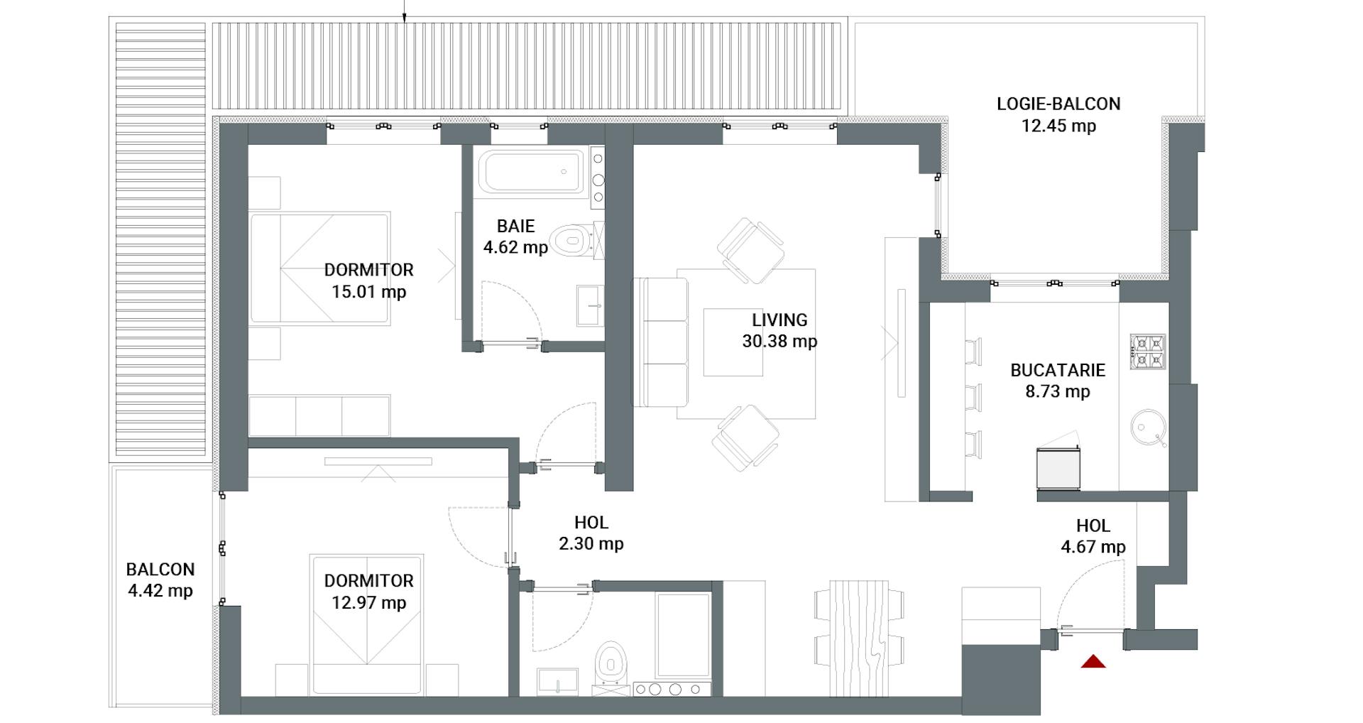 Plan apartament 3 Camere a07