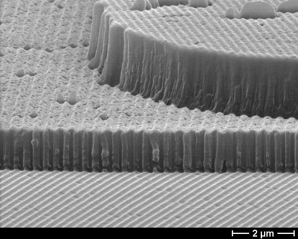 Image microscopique de la surface d'un capteur