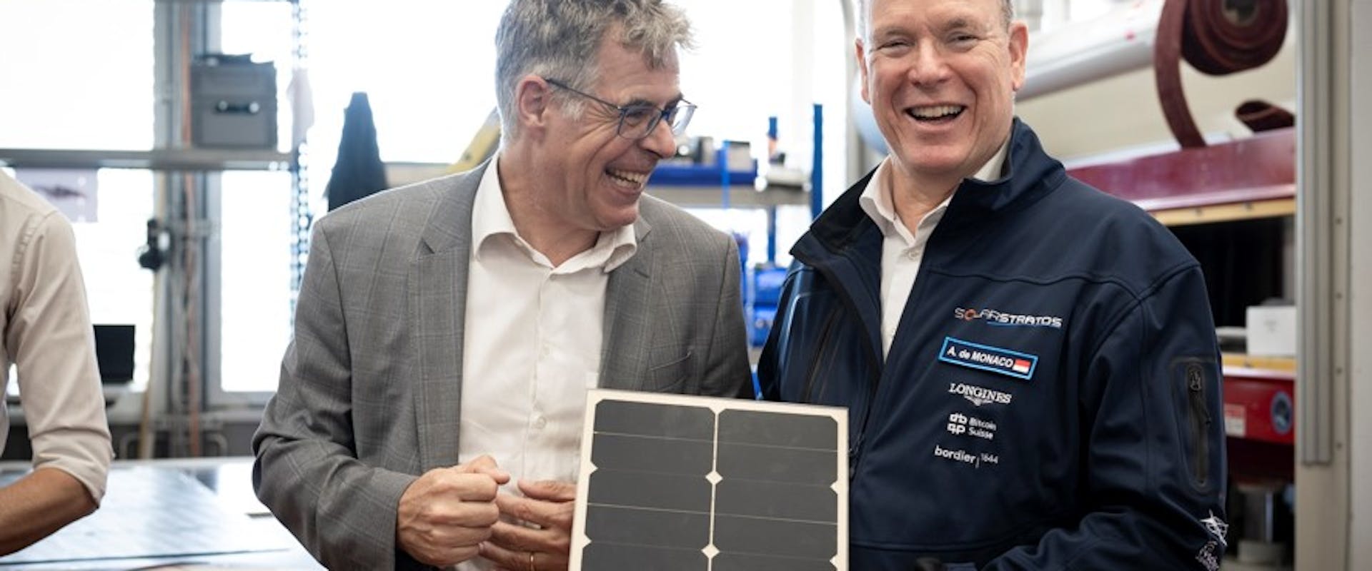 Professor Christophe Ballif with H.S.H. Prince Albert II of Monaco in the Innoparc laboratory