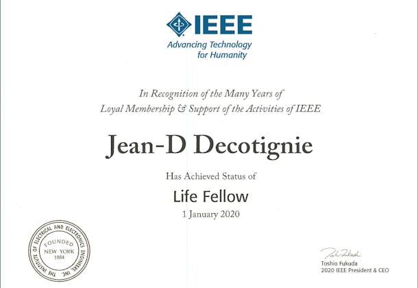 2020 IEEE Lifetime Member to Jean-Do Decotignie