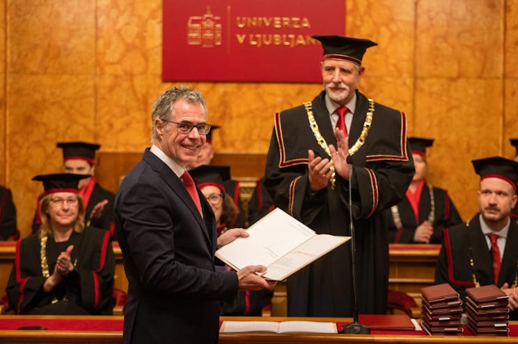 Christophe Ballif, along with Rector Prof. Majdic, received the prestigious title from the University of Ljubljana.