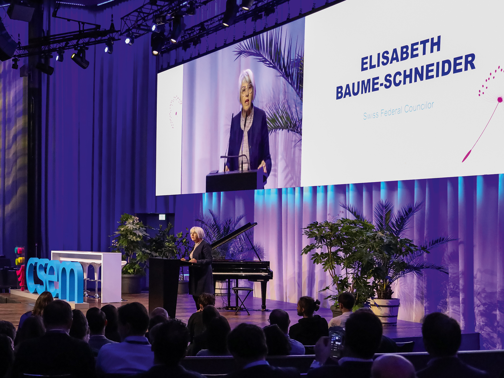 Swiss Federal Councilor Elisabeth Baume-Schneider at CSEM's 40th Anniversary event
