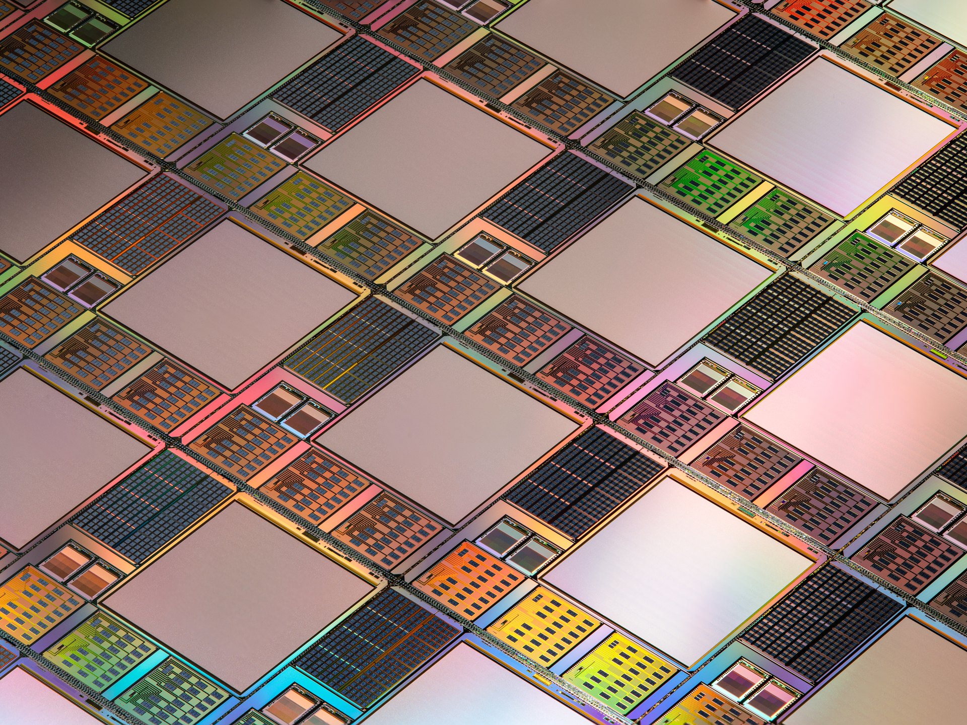 SWISSMODICS wafer prior to dicing, showing the Read-Out-Integrated Circuit (ROIC) and test structures.