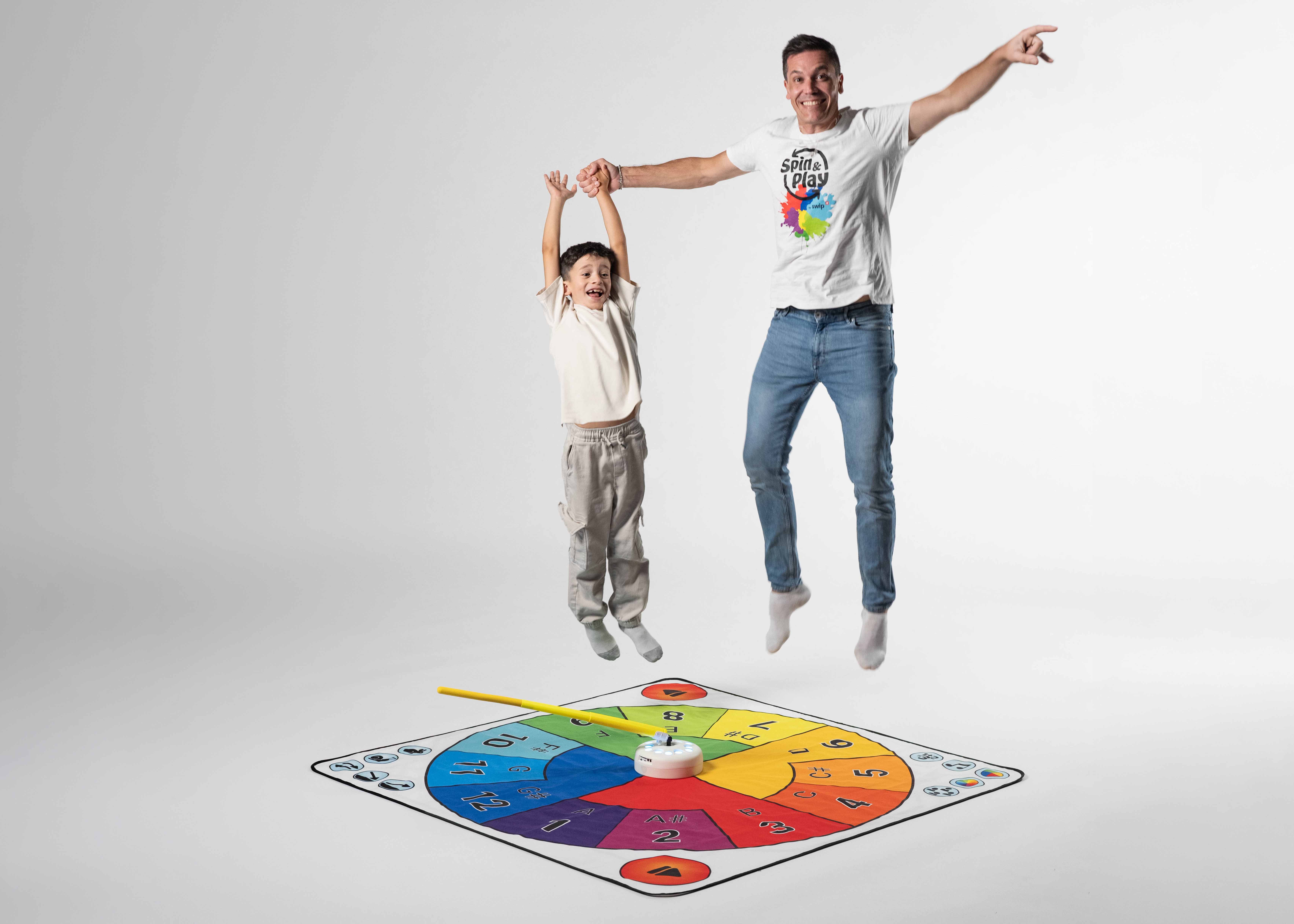 Father and son playing Spin & Play