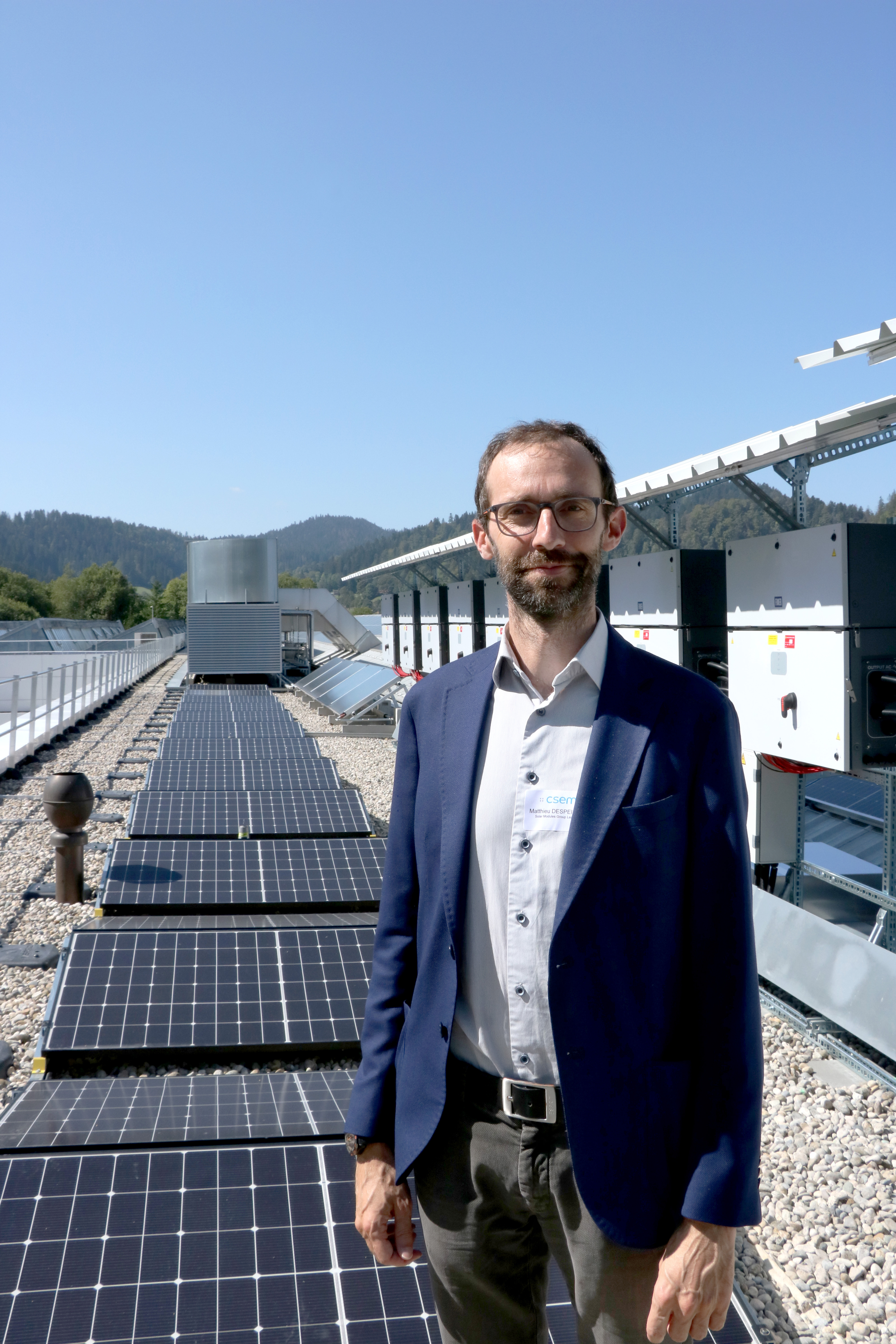 DESPEISSE Matthieu Group Leader Sustainable Energy at CSE M poses on the new DIXI roof