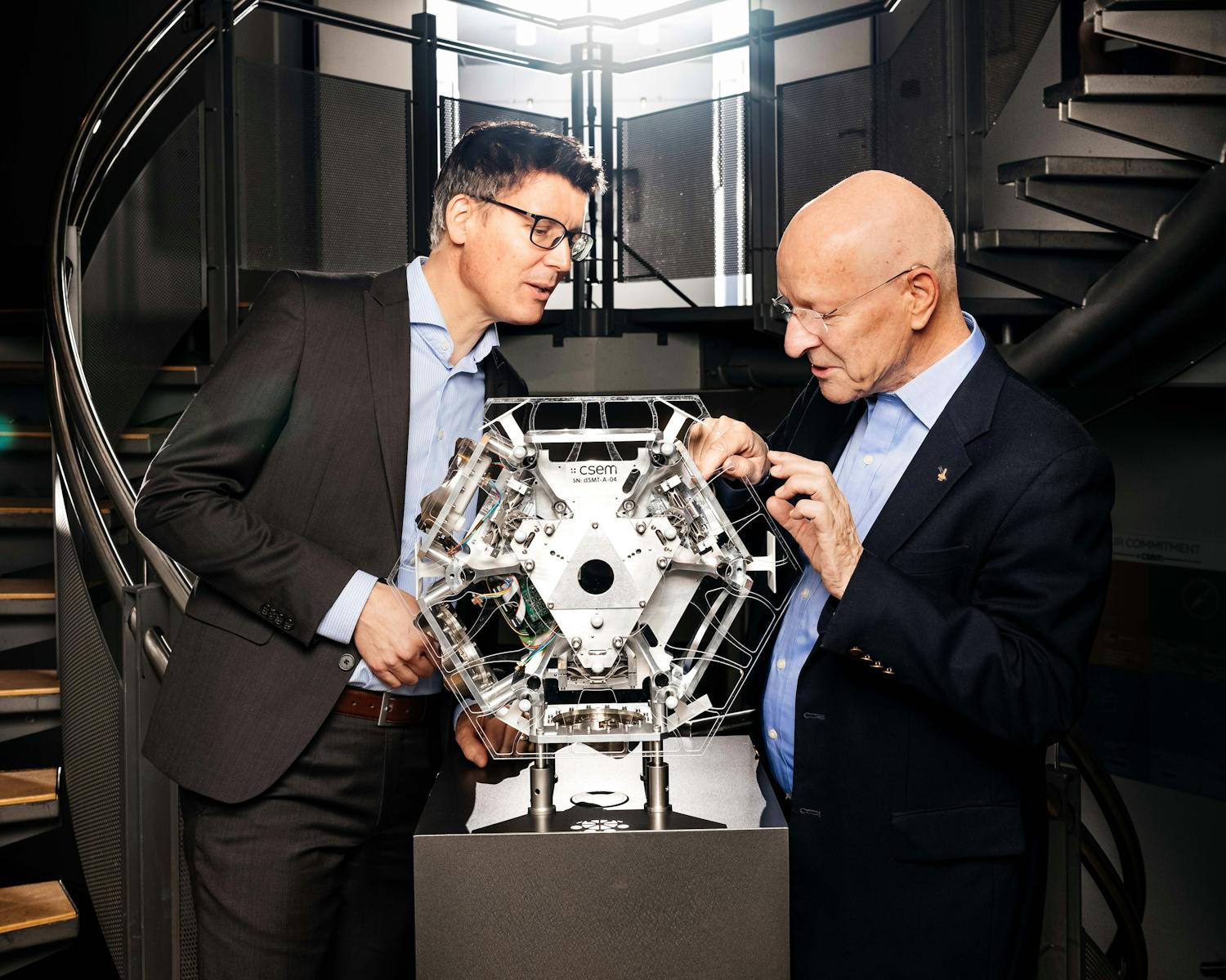 Alexandre Pauchard, CEO of CSEM, and Claude Nicollier, Chairman of CSEM and former astronaut