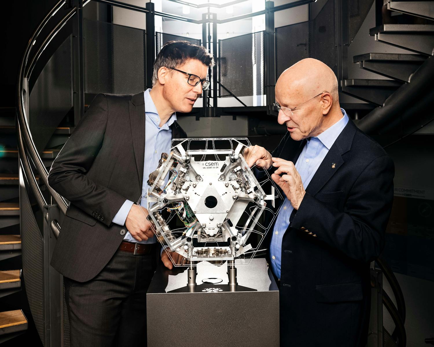 Alexandre Pauchard, CEO of CSEM, and Claude Nicollier, Chairman of CSEM and former astronaut