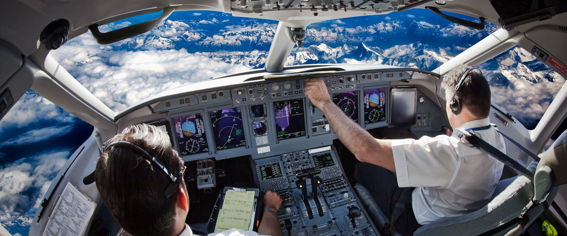 Two pilots in a plane cockpit