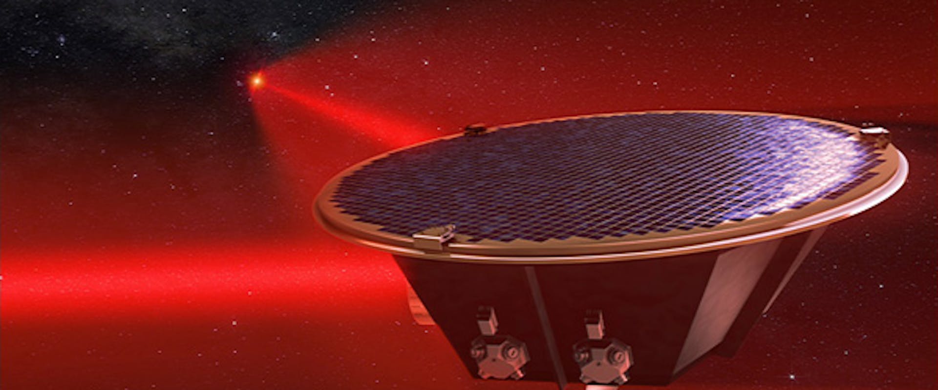 Artist impression of the ESA/NASA LISA space-based gravitational-wave observatory.