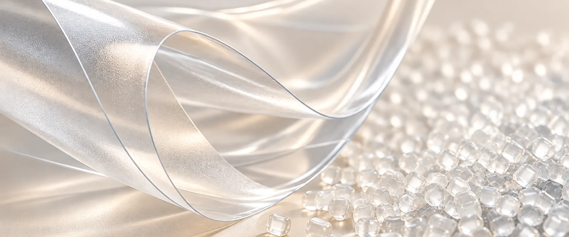 Abstract image of polymer film and pellets
