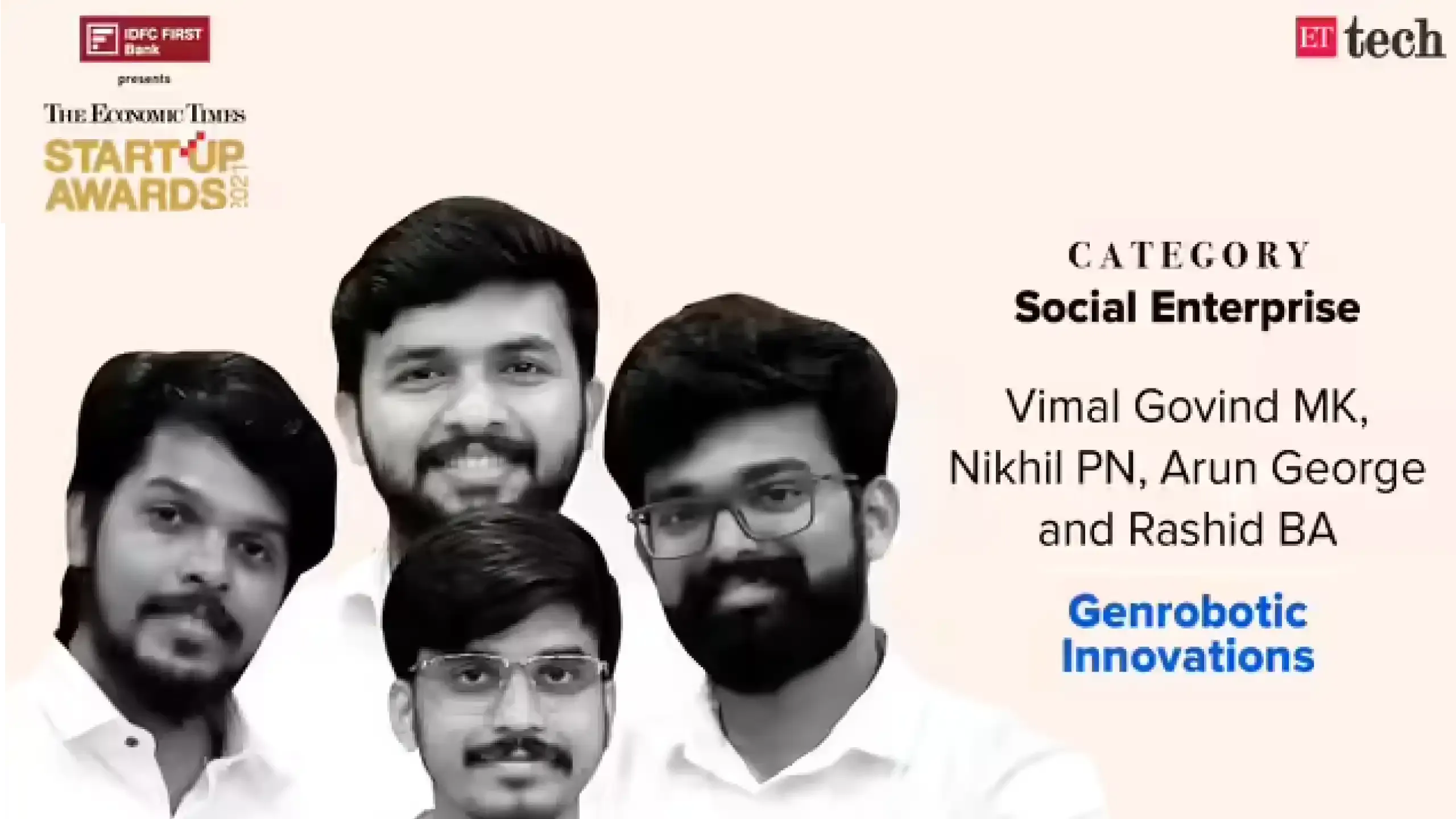 ET Startup Awards 2021: Genrobotic Innovations wins the Social Enterprise award