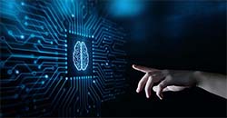 finger pointing at technology