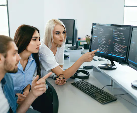 Adult learners on a computer