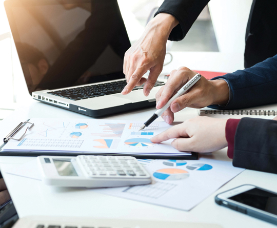 accountants looking at graphs