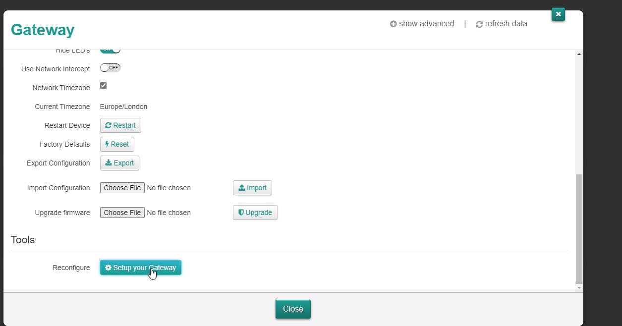 Router gateway setup