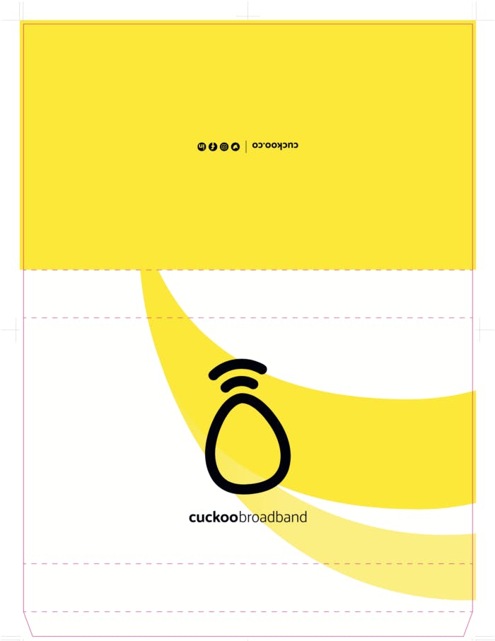 Cuckoo router box design with, cuckoo logo on.