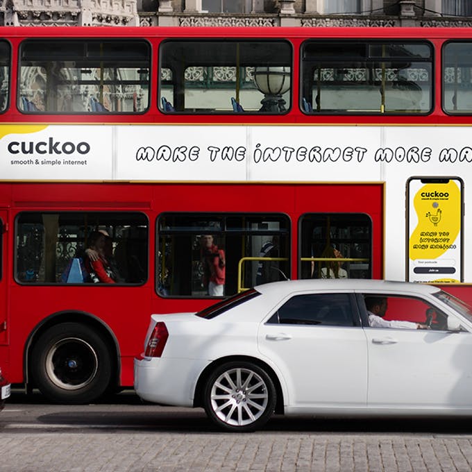 Cuckoo logo on the side of a bus