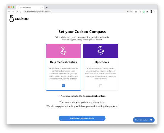 Selecting cuckoo compass charity