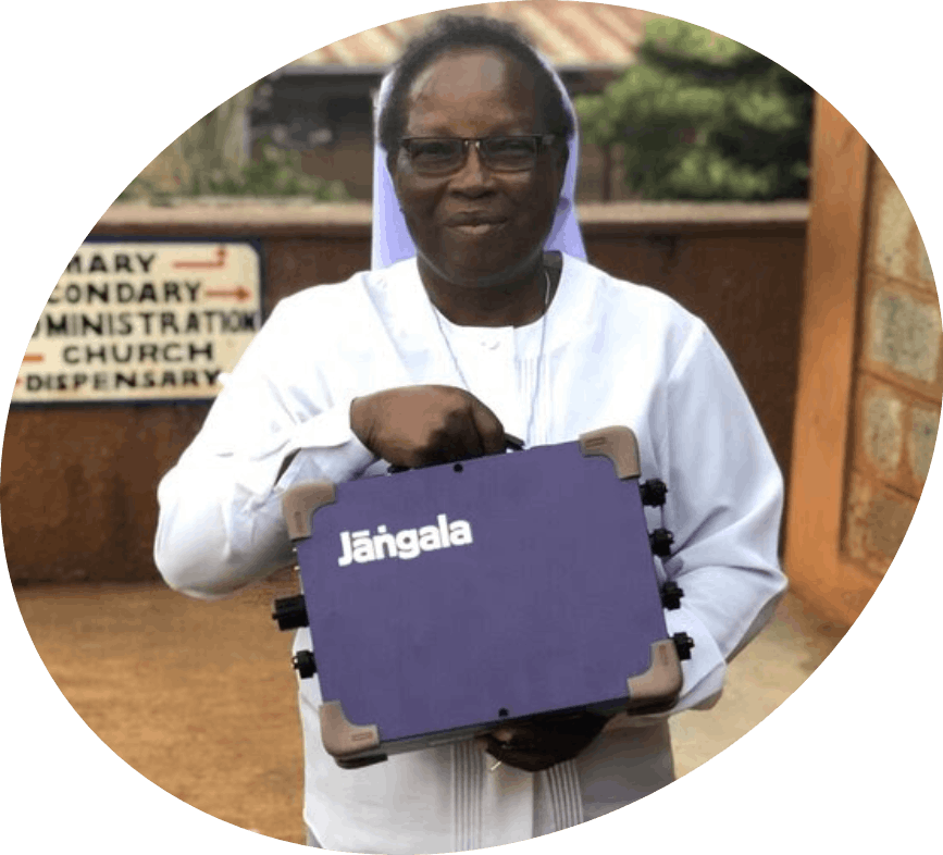 Lady holding a jangala box