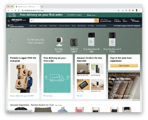 Amazons landing page