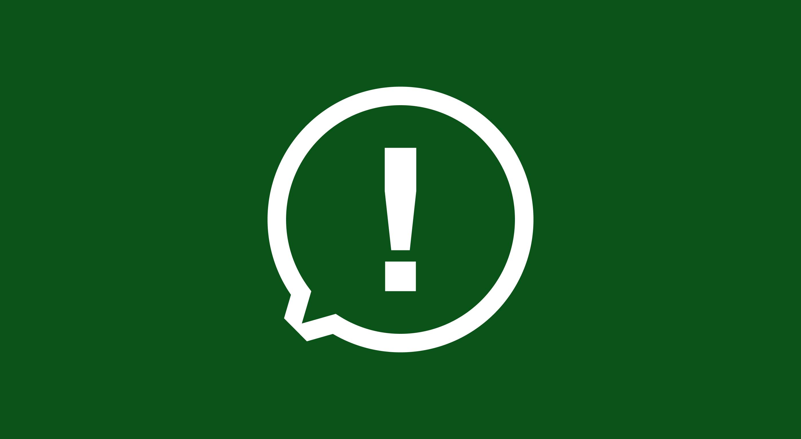 WhatsApp logo with exclamation mark