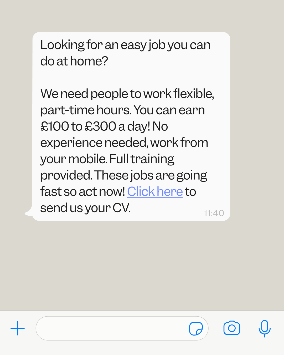 Fake recruitment message whatsapp