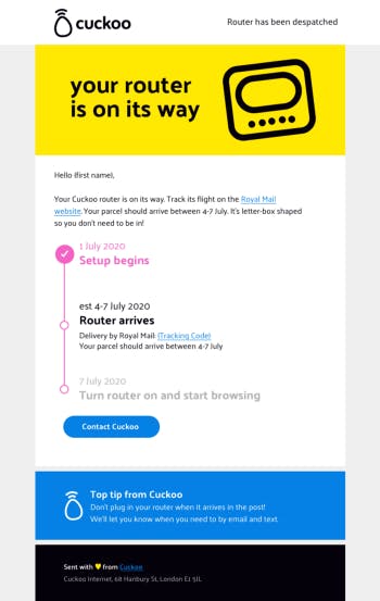 email. your router is on its way.