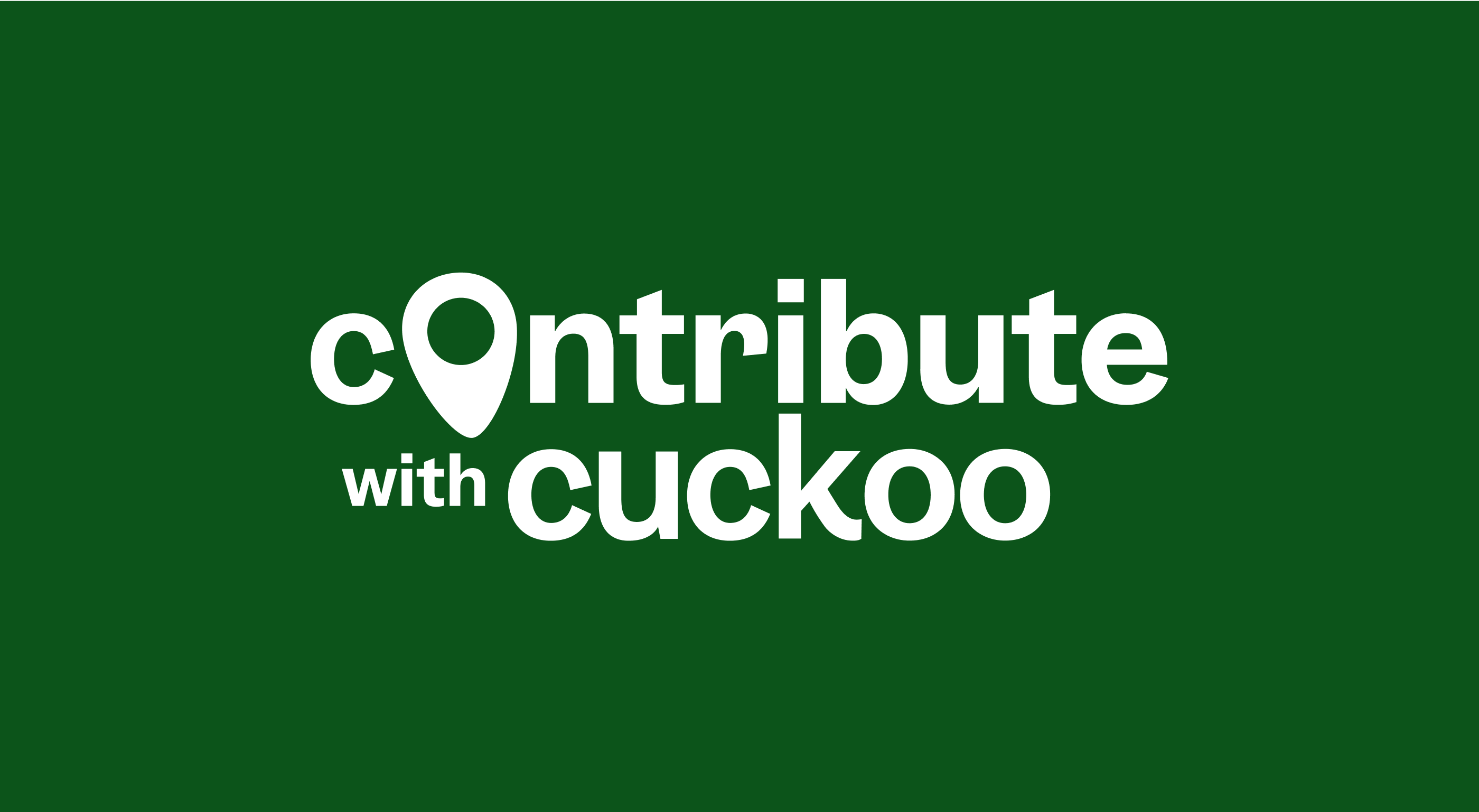 The words Contribute with cuckoo on a green background