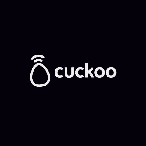 Cuckoo logo on black background with text