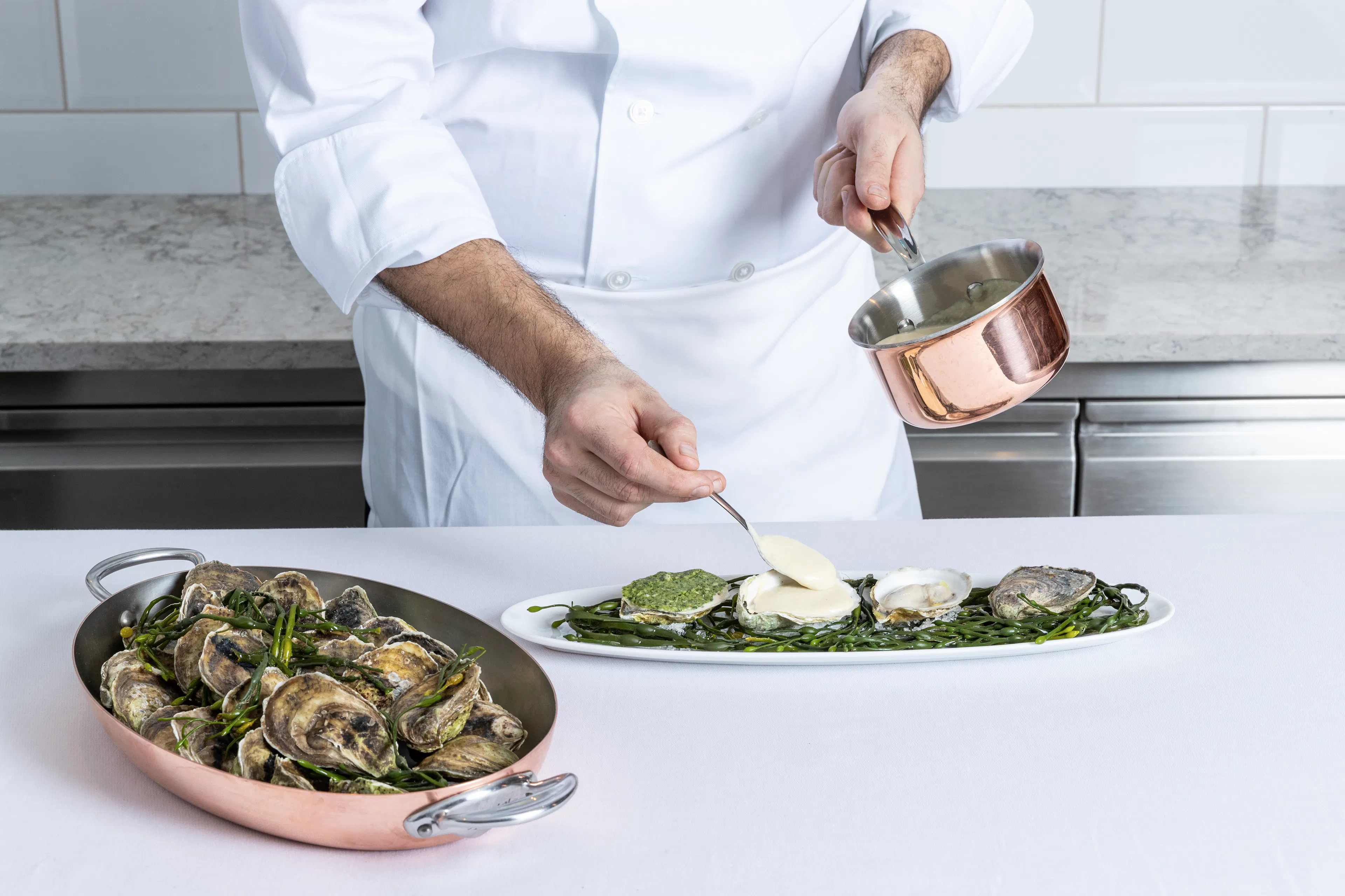 chef preparing oysters