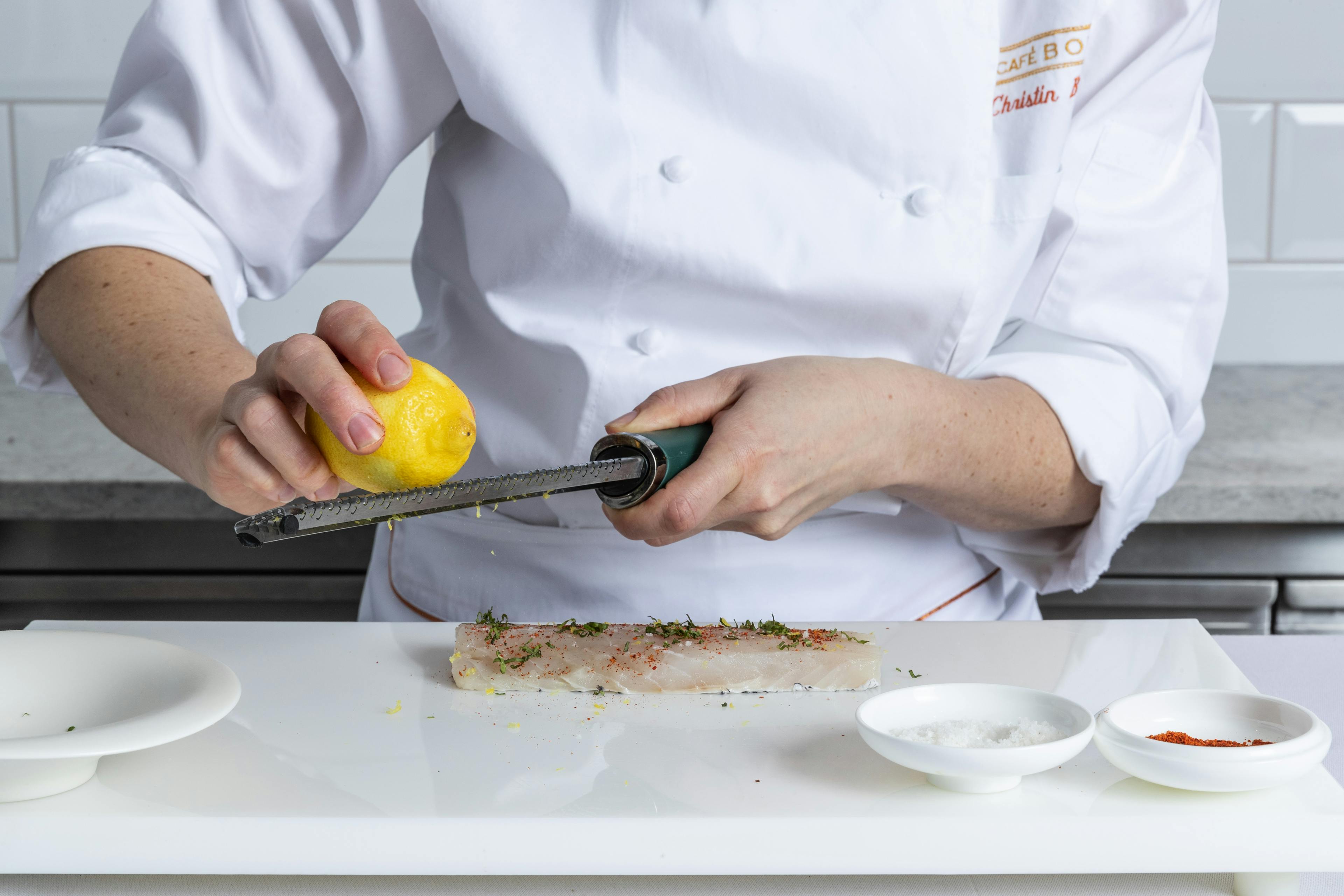 chef grating lemon
