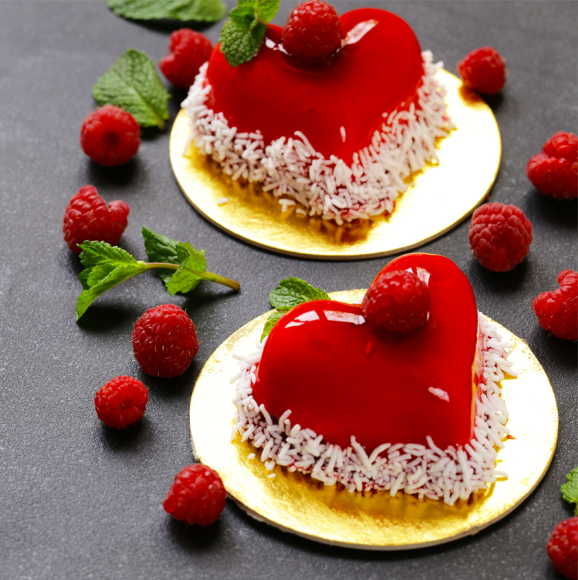 Entremets purée de fruits rouges et mousse de nougat