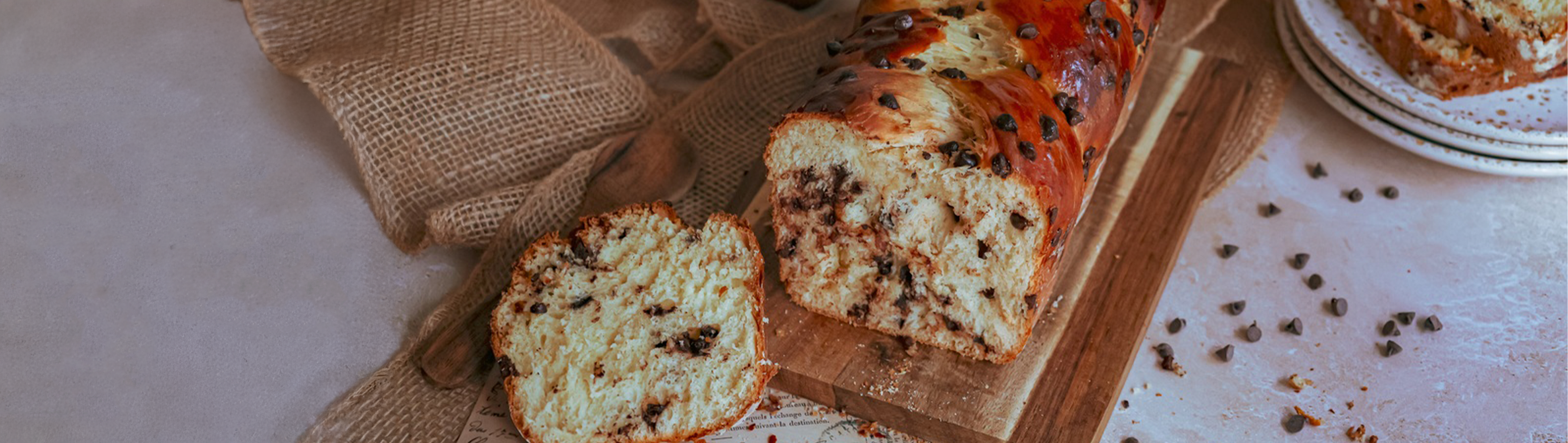 Brioche tressée aux pépites de chocolat