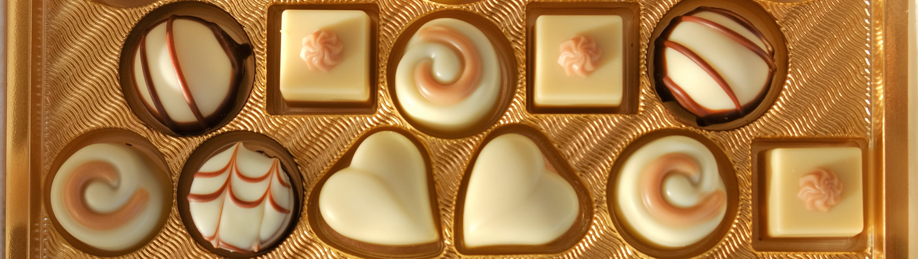 Chocolats blancs au caramel et noisettes