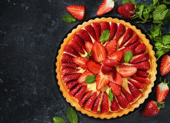 Tarte aux fraises et crème pralinée