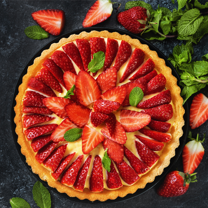 Tarte aux fraises et crème pralinée